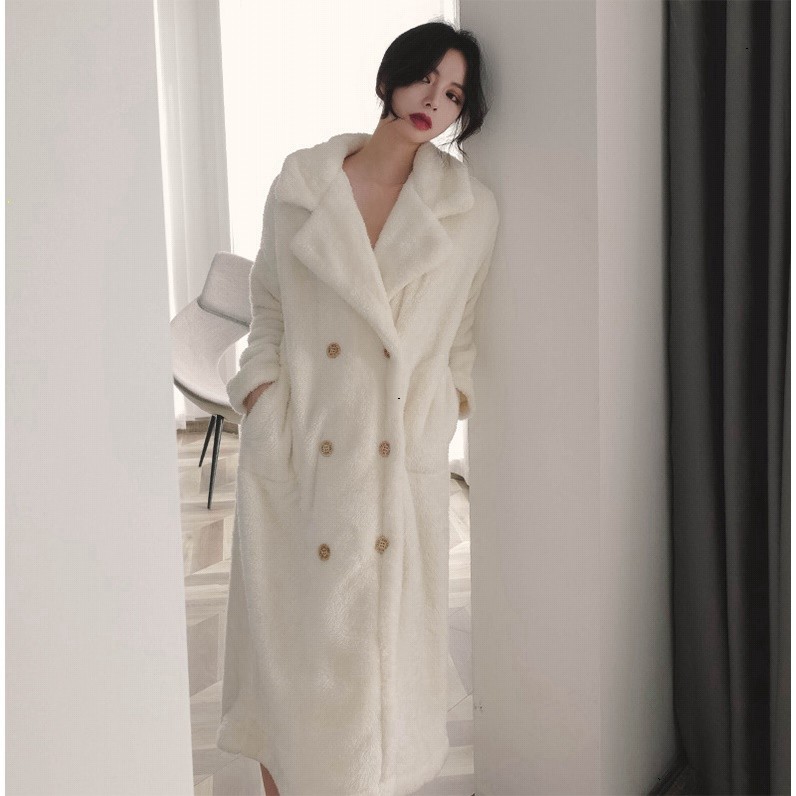 Autumn and winter thickening warm and long pajamas women's 2022 new flannel nightgown wedding coral fleece bathrobe