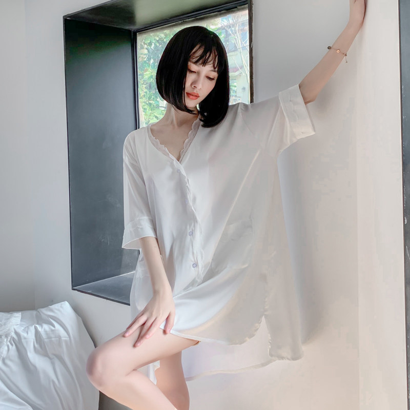 Nightdress 2022 new net red hot summer thin ice silk sexy pajamas women's high-end summer fashion Western style