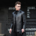 2020 mùa thu nam da Leather Jacket Lập Nút Loose bản kinh doanh Cửa Flap dài Coat Coat 