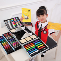 Childrens summer vacation gift Little girl painting tool Elementary school brush art watercolor pen 238 pieces aluminum box set