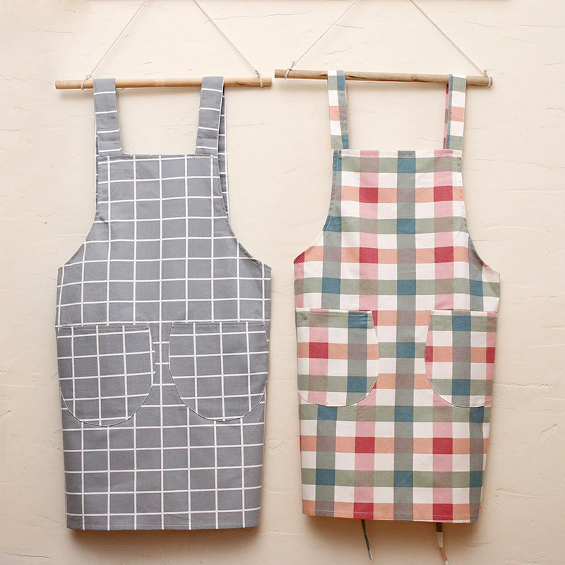 Fashion Pure Cotton Cloth Home Kitchenette Cooking Apron Brief Cute Adult Working Apron Anti Oil Stain Containment Waistline