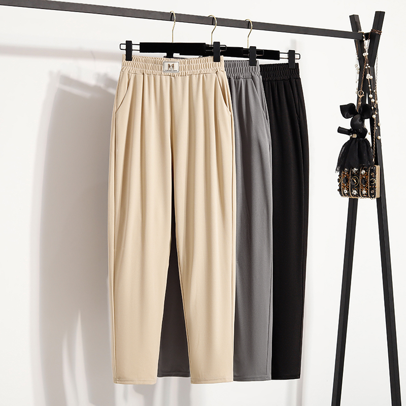 2025 New Style Harem Pants for Women, Summer Thin Loose Fit, Slimming Plus Size Casual Cropped Carrot Pants, Black Pants for Women