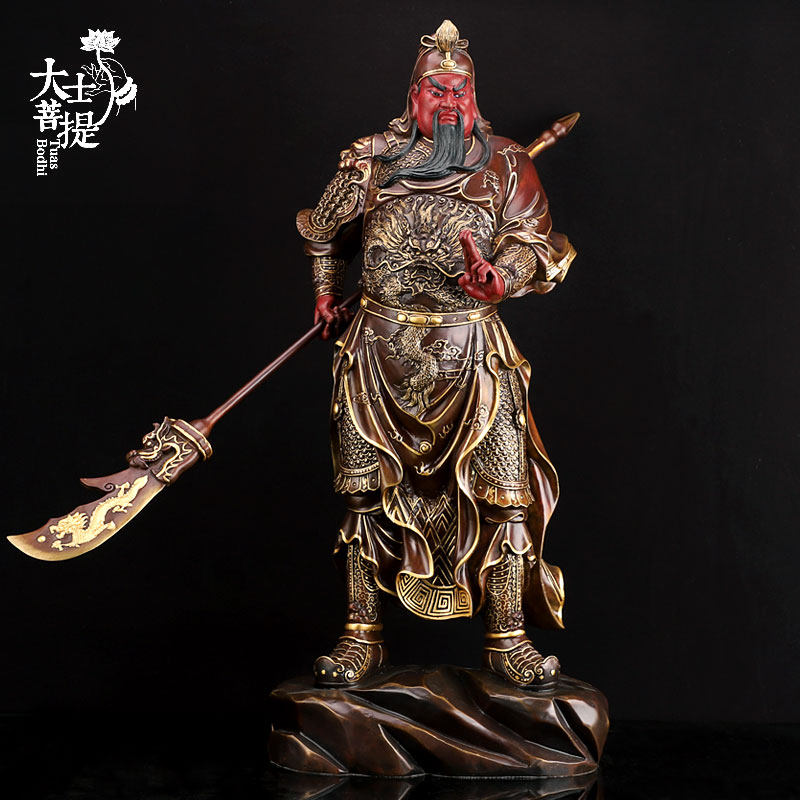 Taiwan gold-painted pure copper 48-88 cm bronze statue of Guan Gong, God of Wealth, Guan Erye, Guan Gong statue to worship the god statue ornaments