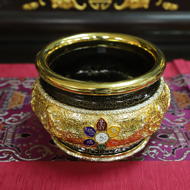 Taiwan Shengfan Liu Gold Hidden Pyramid 8 auspicious Home pure copper incense stove for Buddhist sandalwood stove line incense stove tray incense stove