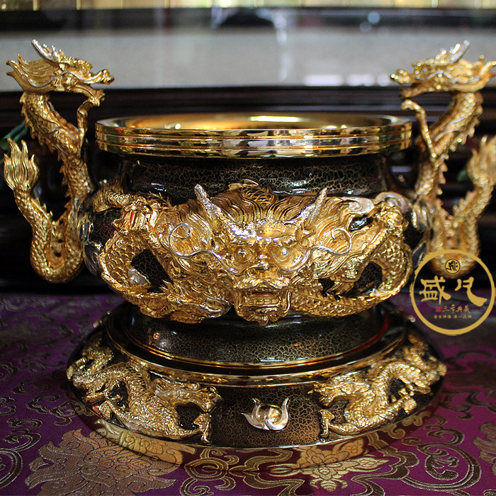 Taiwan gilt pure copper incense burner Kowloon sandalwood stove line incense burner for Buddha incense burner home interior ornaments