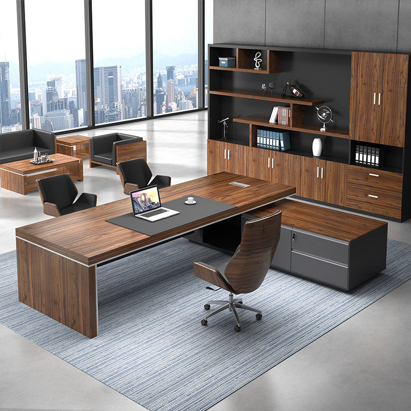 Suzhou office furniture 2 4 m company president boss table and chair minimal modern fashion manager large ball table