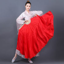 Yingshan Red Simulation Silk Dance Fan Lonely Dance Fan Pure Big Red Jiaozhou Yangko Fan Opening Dance Fan