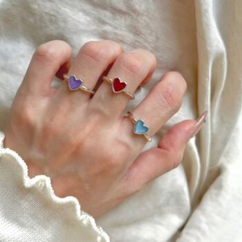 Sweet cool style colorful drip glaze love ring for women new style simple