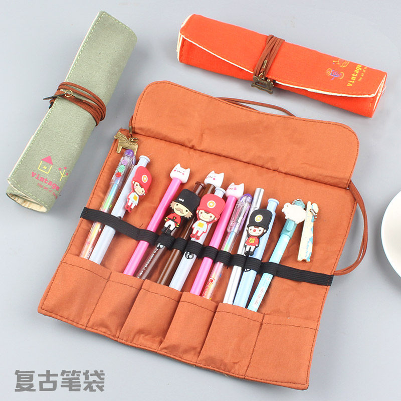 Children's Festival Gifts Middle School Students Roller Shutters Pen Bag Men Personality Multifunction Pen Boxes Brief Female Han Edition Large Capacity Retro