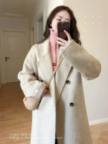 Double face cashmere big coat woman 2024 new oat color Korean version in long style small sub advanced senses wool coat