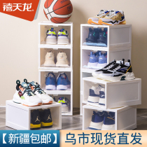 Juvenilong plastic shoe box transparent deodorant drawer box free combination flip cover large shoes assembly storage box