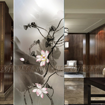 Modern simple art glass living room partition screen frosted porch entrance door toilet partition tempered Lotus