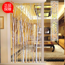 Modern art glass screen partition TV background wall living room shoe cabinet double-sided light transmission door gold and silver tree