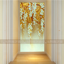 European art glass porch TV background wall partition screen craft glass carved tempered glass Gold