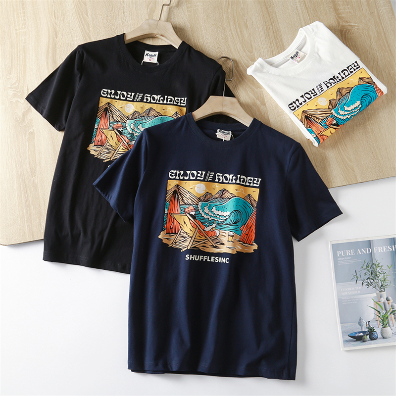 The Print Is Cool! Hong Kong Style Trendy Casual Men's Summer Round Neck Short-Sleeved T-Shirt, Washed Cotton, Soft Half-Sleeve Men's T-Shirt The Print Is Cool! Hong Kong Style Trendy Casual Men's Summer Round Neck Short-Sleeved T-Shirt, Washed Cotton, Soft Half-Sleeve Men's T-Shirt