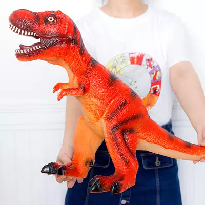 Dinosaur toy soft rubber children's silicone play house wine simulation animal set oversized vocal Triceratops Tyrannosaurus rex