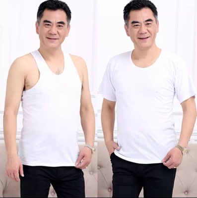 Men's Pure Cotton Vest for Middle-Aged and Elderly, Summer Sleeveless Undershirt, All-Cotton Short-Sleeve Thin Shirt Men's Pure Cotton Vest for Middle-Aged and Elderly, Summer Sleeveless Undershirt, All-Cotton Short-Sleeve Thin Shirt
