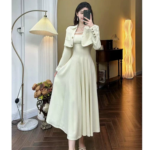 Комплект, длинная юбка, осенний, в стиле Шанель, изысканный стиль