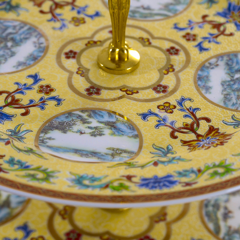 Red xin ceramic fruit fruit basket tray was Chinese double candy cake dried fruit dessert plates