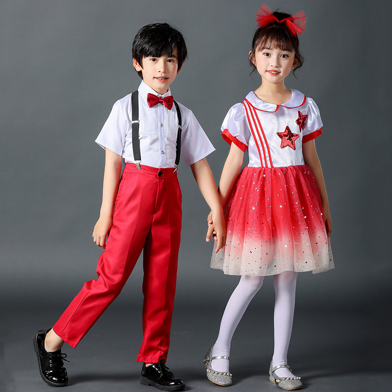 Children's chorus costumes boys and girls dress chorus primary and secondary school students poetry recitation performance dance costumes