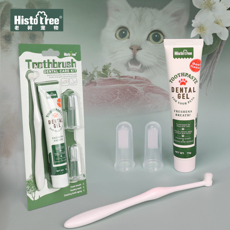 Pet Toothpaste Set Cat Toothpaste Set Dog Toothbrush Finger Cot Oral Cleaning Pet Supplies
