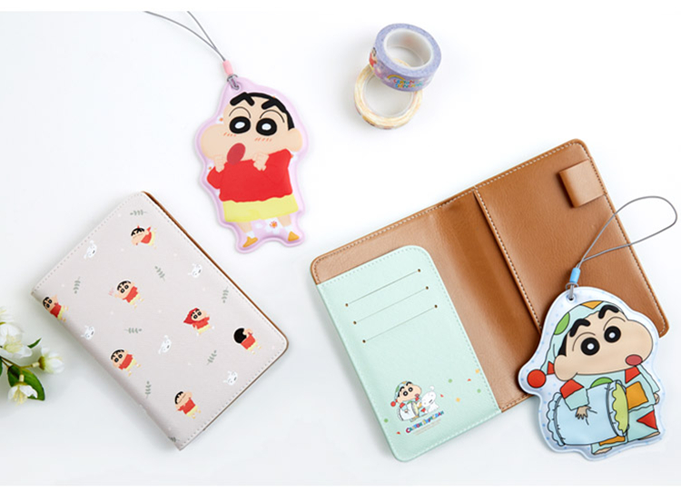 Hàn Quốc Cá voi bay chính hãng Crayon Shinchan PU Hộ chiếu Du lịch Hộ chiếu Hộ chiếu Trường hợp Gói Tài liệu Ví Coin hộp đựng giấy tờ cá nhân