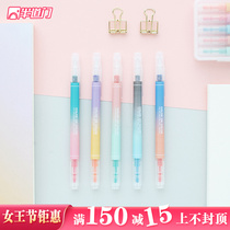 South Korea Livework Fashion Gradient Color Pen Holder Creative Double Head Bicolor Fluorescent Pen Painting Painted Pen Deco