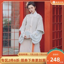 Return to the Han and Tang Dynasties Hanfu Spring and Autumn square collar placket half sleeve jacket Ginkgo embroidery Ming Hanfu womens non-ancient clothing