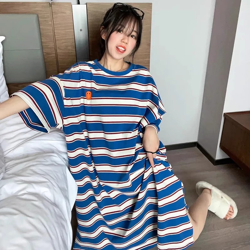 Extra Long Nightgown for Women, Plus Size 150kg Nightgown for Women, Summer Fat mm Loose-Fitting Over-The-Knee Short-Sleeved Home Clothes for Pregnant Women