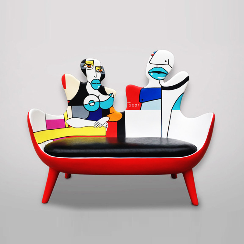 Spot Glass Fiber Couple Sofa Art Chair Color Plotter Creative Home Long Seat Nordic Designer Chair Innate