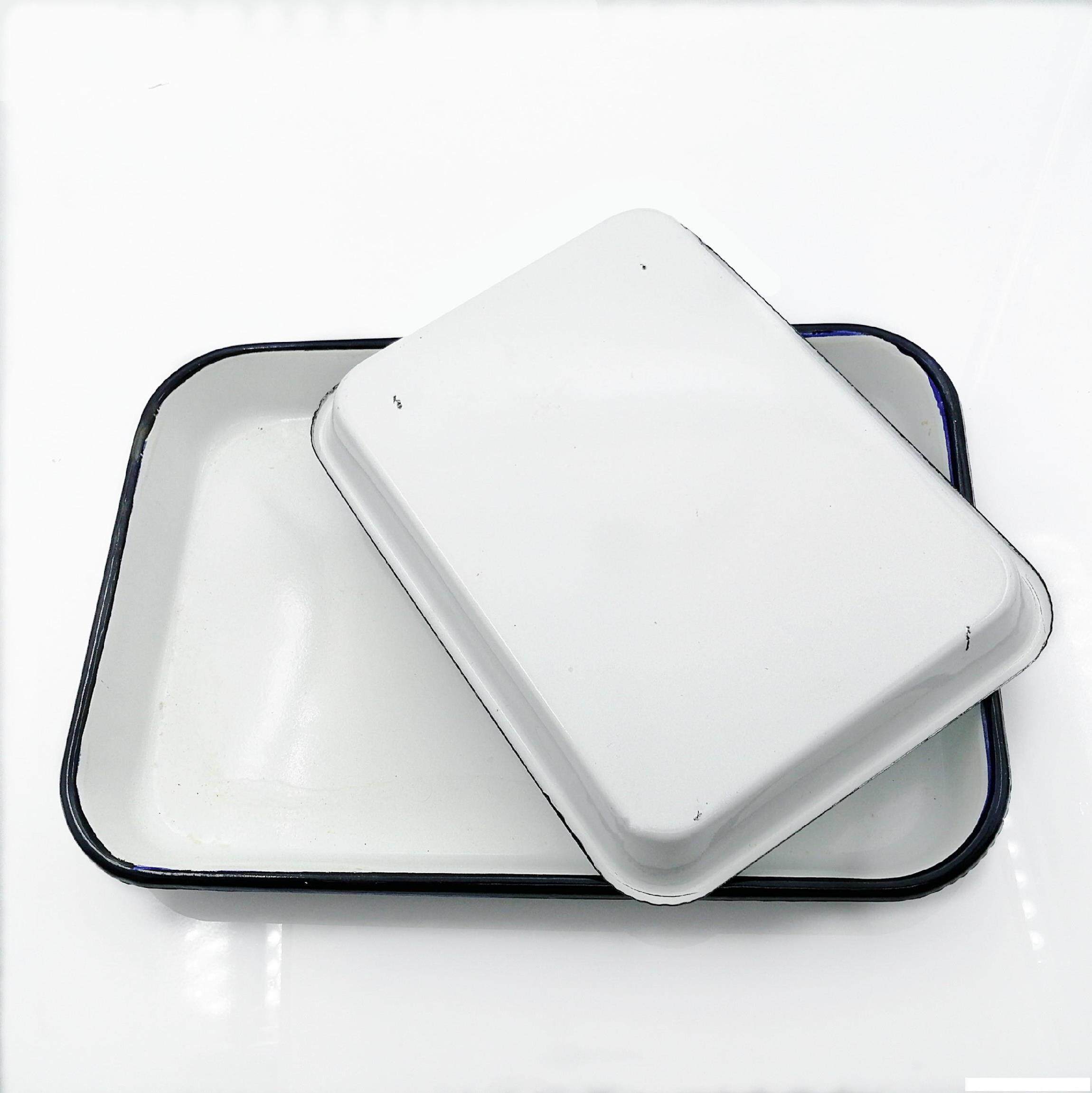 Enamel tray thickened with cover white paint plate square plate commercial supplies plate leak-proof medical device acid-resistant iron plate