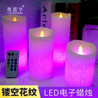 Hollow pattern remote control LED electronic candle confession proposal birthday wedding wedding bar simulation candle tasteless