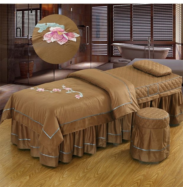 Cao cấp cotton làm đẹp châu Âu trải giường 100% cotton đơn giản thẩm mỹ viện bốn mảnh massage vật lý trị liệu ga spa