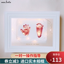 Baby hand and foot print mud Hand and foot print mud Permanent fetal hair souvenir Newborn baby full moon 100 days photo frame gift