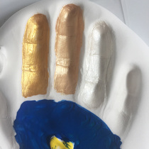 Baby hand and foot printing mud Childrens hand and foot printing mud Newborn baby hand mold gold paint Pearl paint Gold paint Gold printing mud