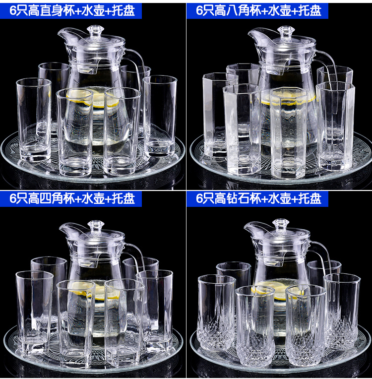 Bộ ly thủy tinh 6 gói Ấm đun nước Bộ ly trà chịu nhiệt châu Âu Cup Cup Tea Cup Juice Cup Cup Cup - Tách bình uống nước bbox