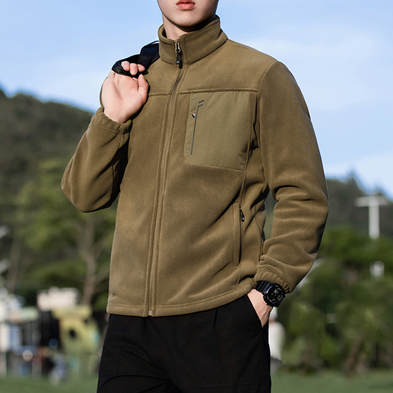 Men's Stand-Collar Fleece Jacket for Outdoor Sports, Thickened and Warm, Made of Polar Fleece, Suitable for Spring and Autumn, Cardigan Style Casual Top Men's Stand-Collar Fleece Jacket for Outdoor Sports, Thickened and Warm, Made of Polar Fleece, Suitable for Spring and Autumn, Cardigan Style Casual Top