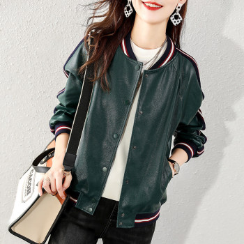 First-line big brand cutting standard foreign trade export brand discount women's clothing temperament is thin leather jacket jacket baseball jacket female