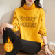 September Momo large size plus velvet thickening 2021 autumn and winter high-necked embroidery sweater women's Korean version loose mid-length top