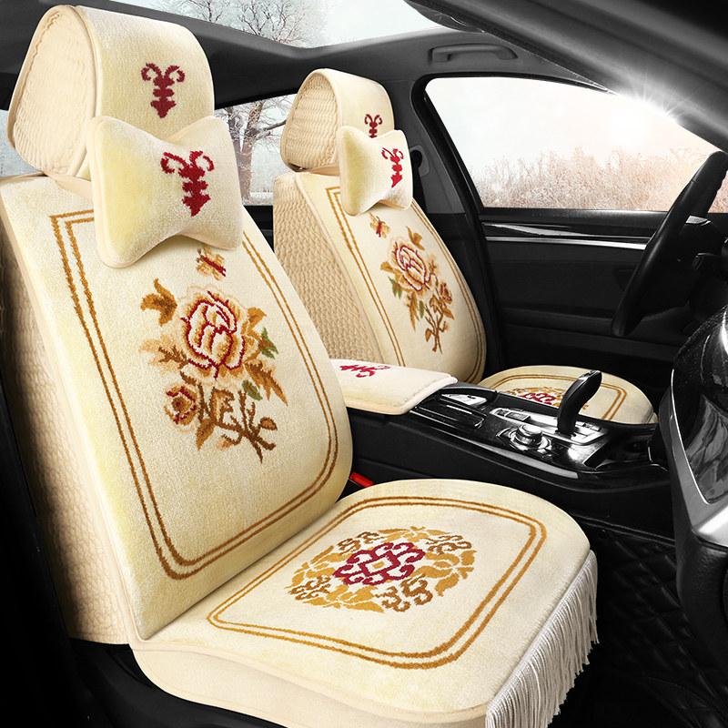 Winter blend wool seat cushion overspin handmade carpet type car seat cushion four seasons universal full surround wool cushion