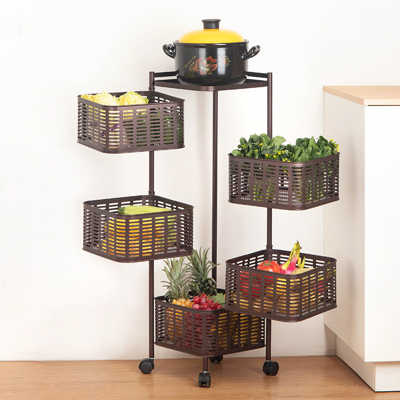 Kitchen Vegetable Rack Swivel Shelve Shelf Floor Multilayer Containing shelf Home Free to put fruit and vegetable Vegetable Basket Flower Racks