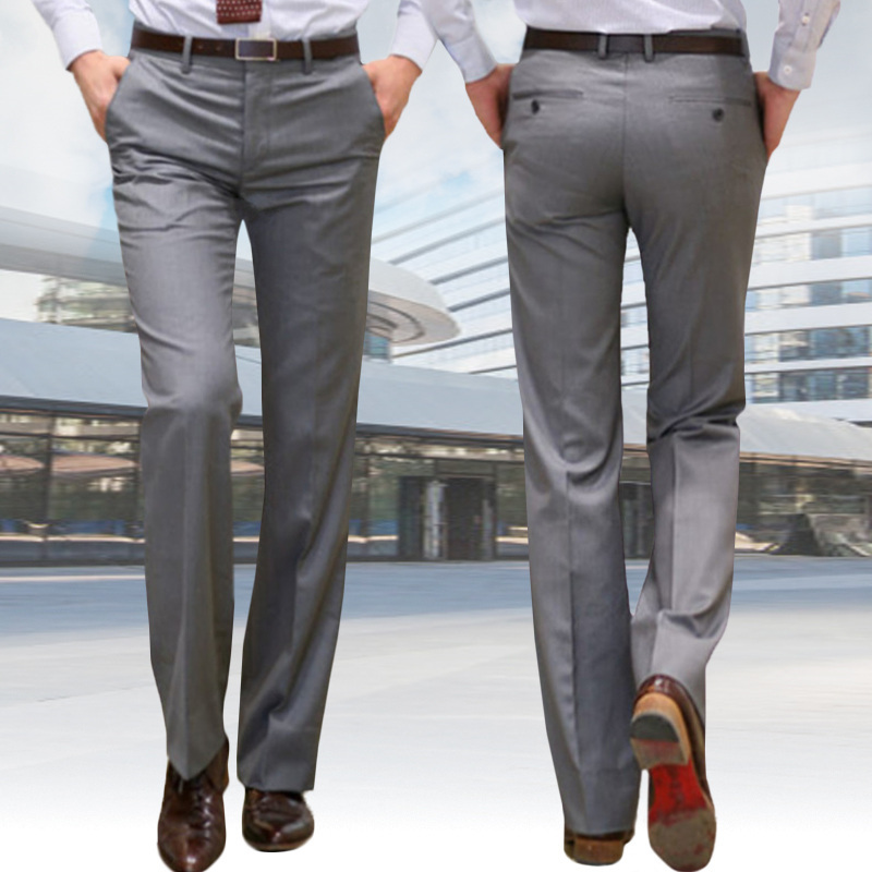 Business Korean-Style Straight-Leg Dress Pants for Young Men, Gray Drapey Non-Iron Suit Pants, Autumn and Winter Trendy Versatile Work Pants