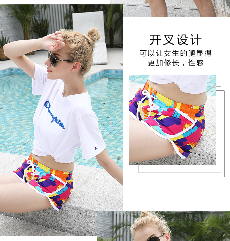 Cặp đôi quần đi biển mùa hè quần short nam nhanh khô rộng kích thước lớn năm điểm hoa quần lớn kỳ nghỉ bơi quần short thủy triều - Quần bãi biển quần đi biển cặp	88,888	88%