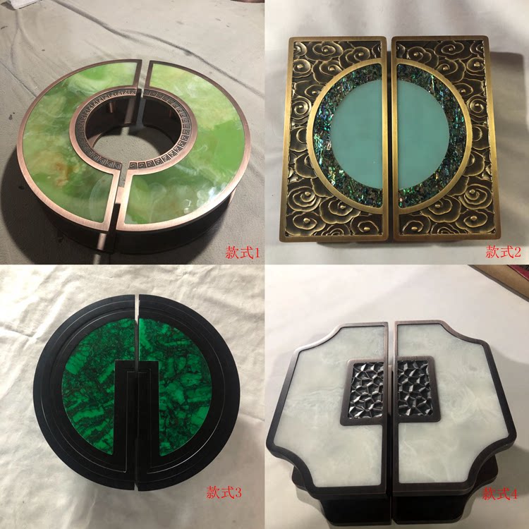 Light luxury new inlaid jade jade glass door handle antique handle European court sliding door handle