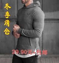 Muscle sports leisure jumper hooded sweater men brother dog running fitness coat slim long sleeve male