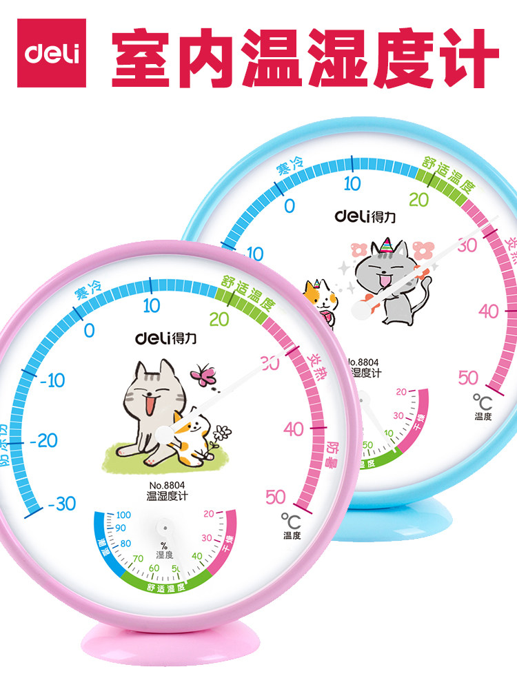Deli Thermometer and Hygrometer for Home Use, Indoor Greenhouses, Vegetable Greenhouses, Warehouses, Workshops, Pharmacies, Baby Rooms, High-Precision Temperature and Humidity Meter, Creative and Cute Wall-Mounted Design