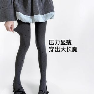 灰色波点连裤袜女春秋薄款复古圆点格雷系外穿打底袜美腿百搭显瘦