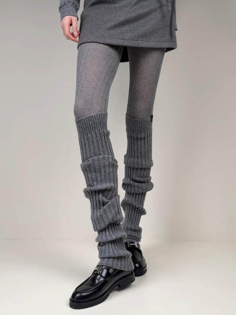 Gray over-the-knee socks set pile socks for women autumn and winter slimming y2k long tube with pantyhose non-slip warm knee and leg covers