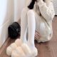 Autumn and Winter Slimming Off-White Pantyhose Japanese Style Cable Knit Jk Stockings Thickened Warm Leggings for Women