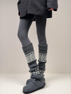 Fair isle socks pile socks women's autumn and winter pantyhose thickened warm wool leg sleeves slimming girls' calf socks